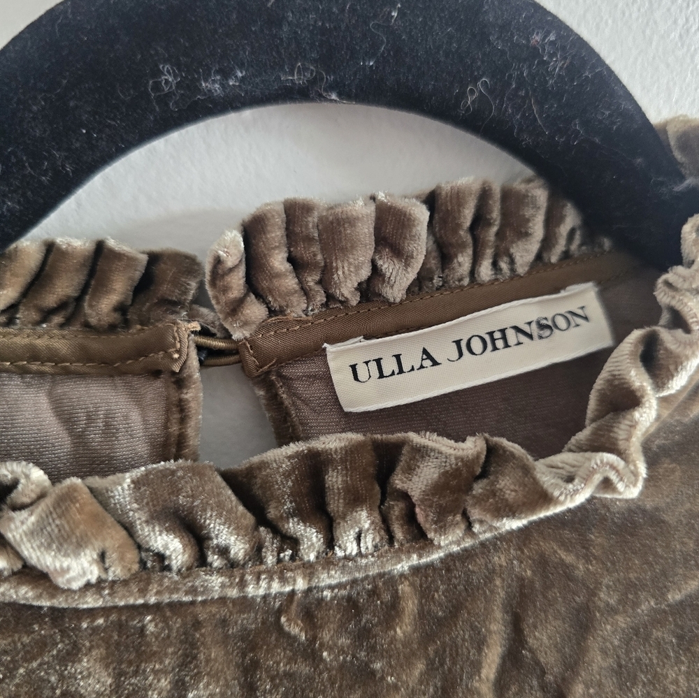 Ulla Johnson Puff Sleeve Blouse Brown Velvet - Picture 6 of 9